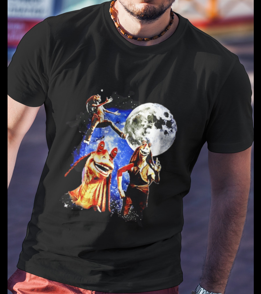 Jar Jar Binks Star Wars Gungan Moon And Space Adventure T-Shirt
