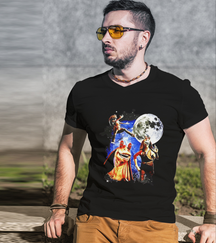 Jar Jar Binks Star Wars Gungan Moon And Space Adventure T-Shirt
