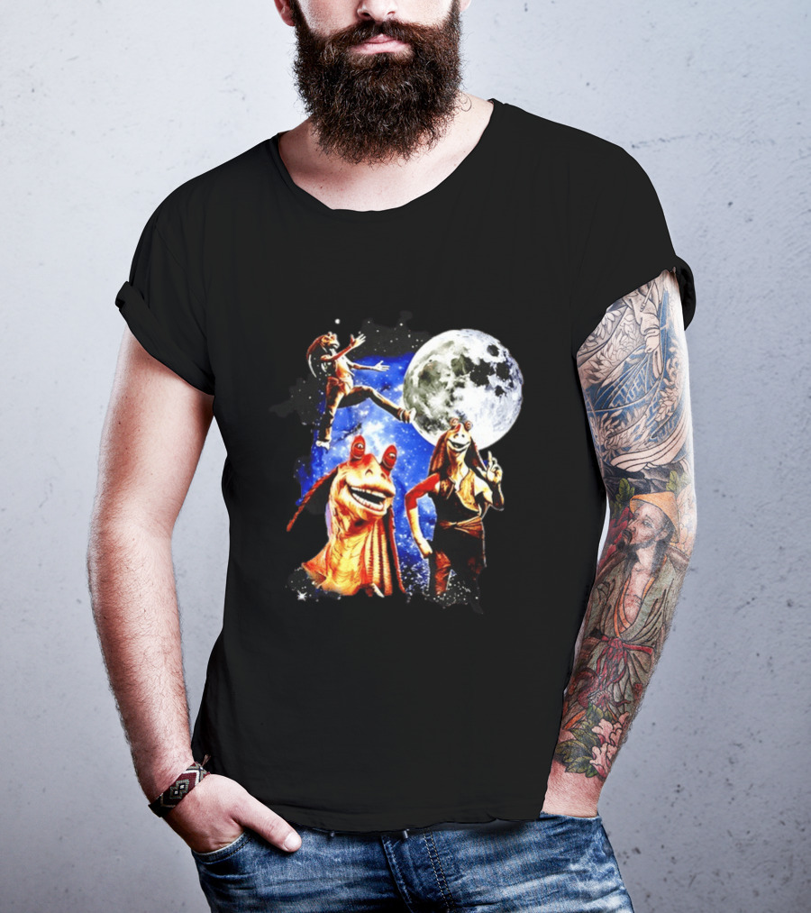 Jar Jar Binks Star Wars Gungan Moon And Space Adventure T-Shirt