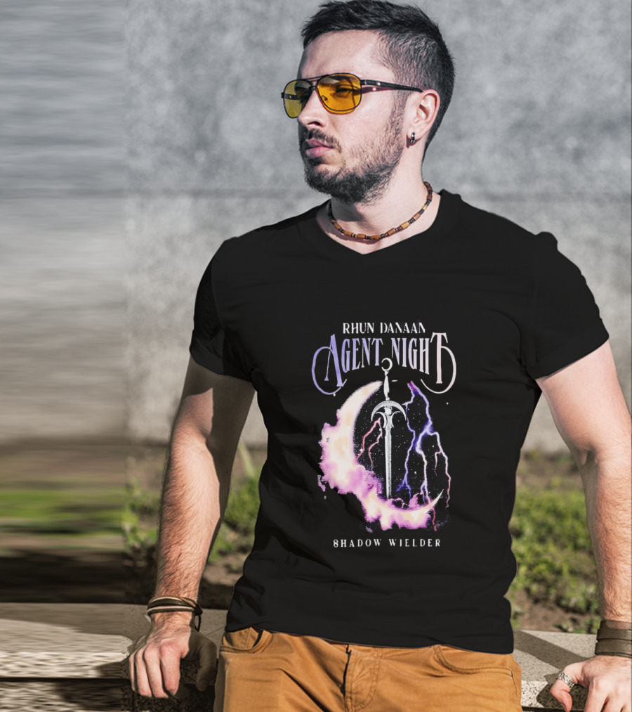 Rhun Danaan Agent Night Shadow Wielder Sword Moon Lightning T-Shirt