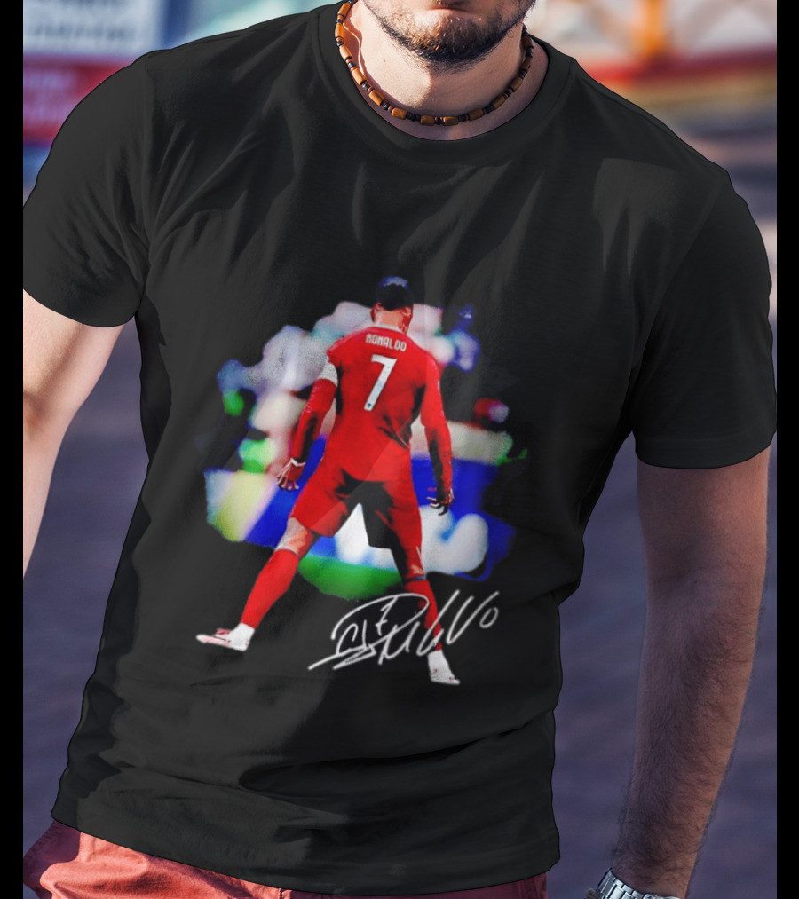 Ronaldo Number 7 Portugal National Team Jersey Photographic Arts With Autograph T-Shirt