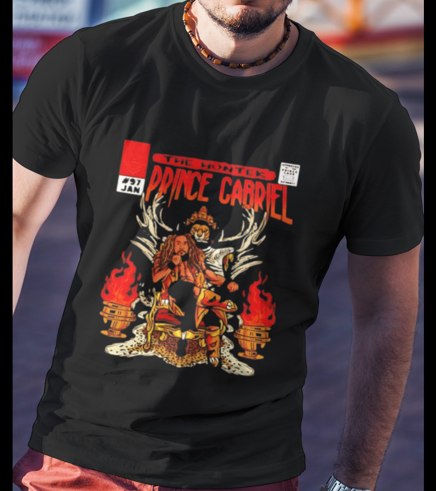The Hunter Prince Gabriel 97 Jan Comic Book Cover Deer Antlers Flaming Torches T-Shirt