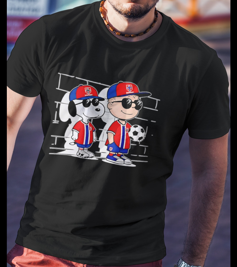 Snoopy Charlie Brown Norway Outfit Sunglasses Soccer T-Shirt