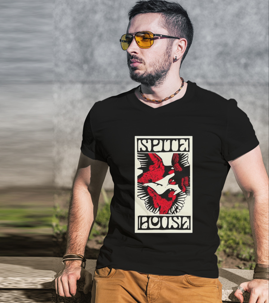 Spite House Bird Artwork With Bold Red And Black T-Shirt