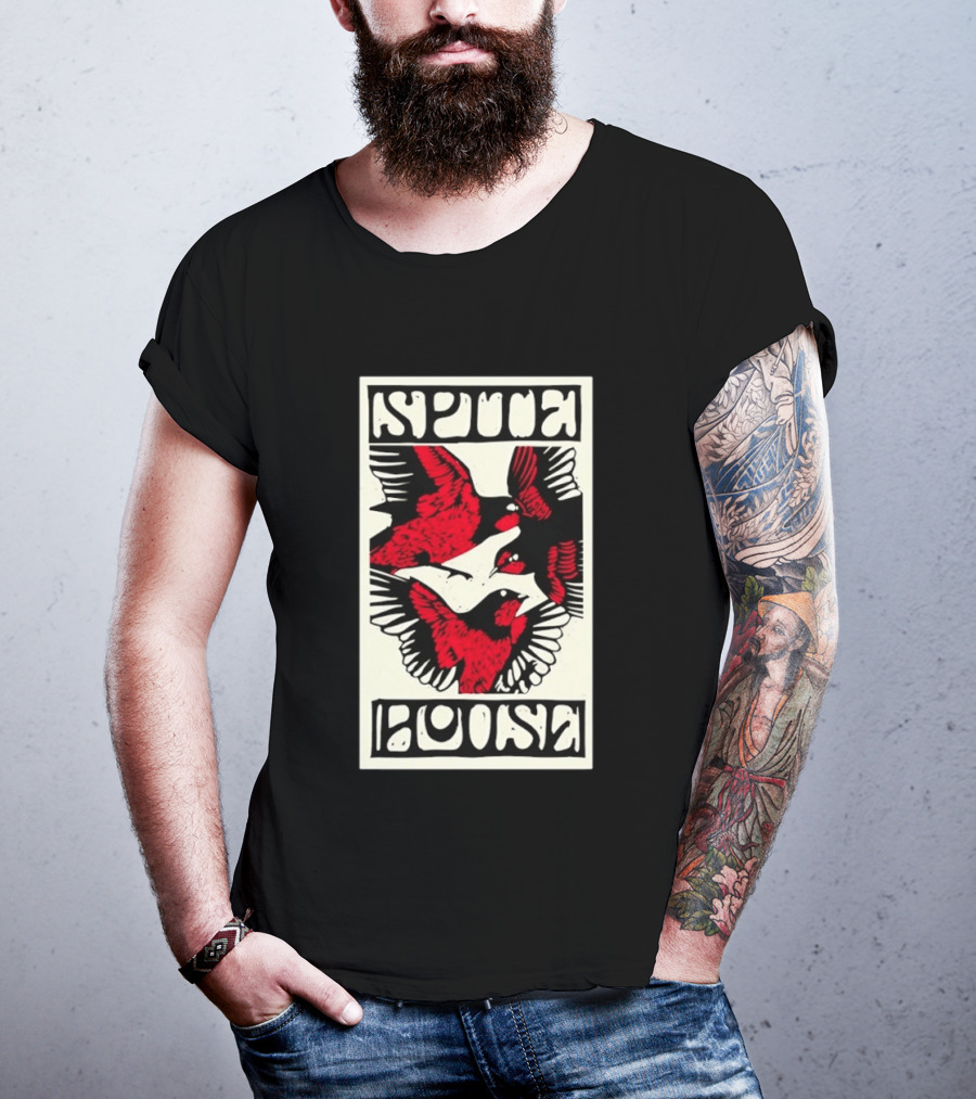 Spite House Bird Artwork With Bold Red And Black T-Shirt