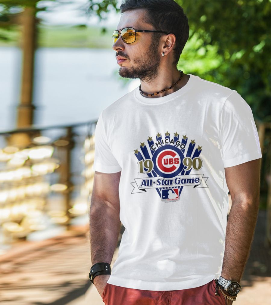 Chicago Cubs 1990 MLB All Star Game Logo Stars Blue Red T-Shirt