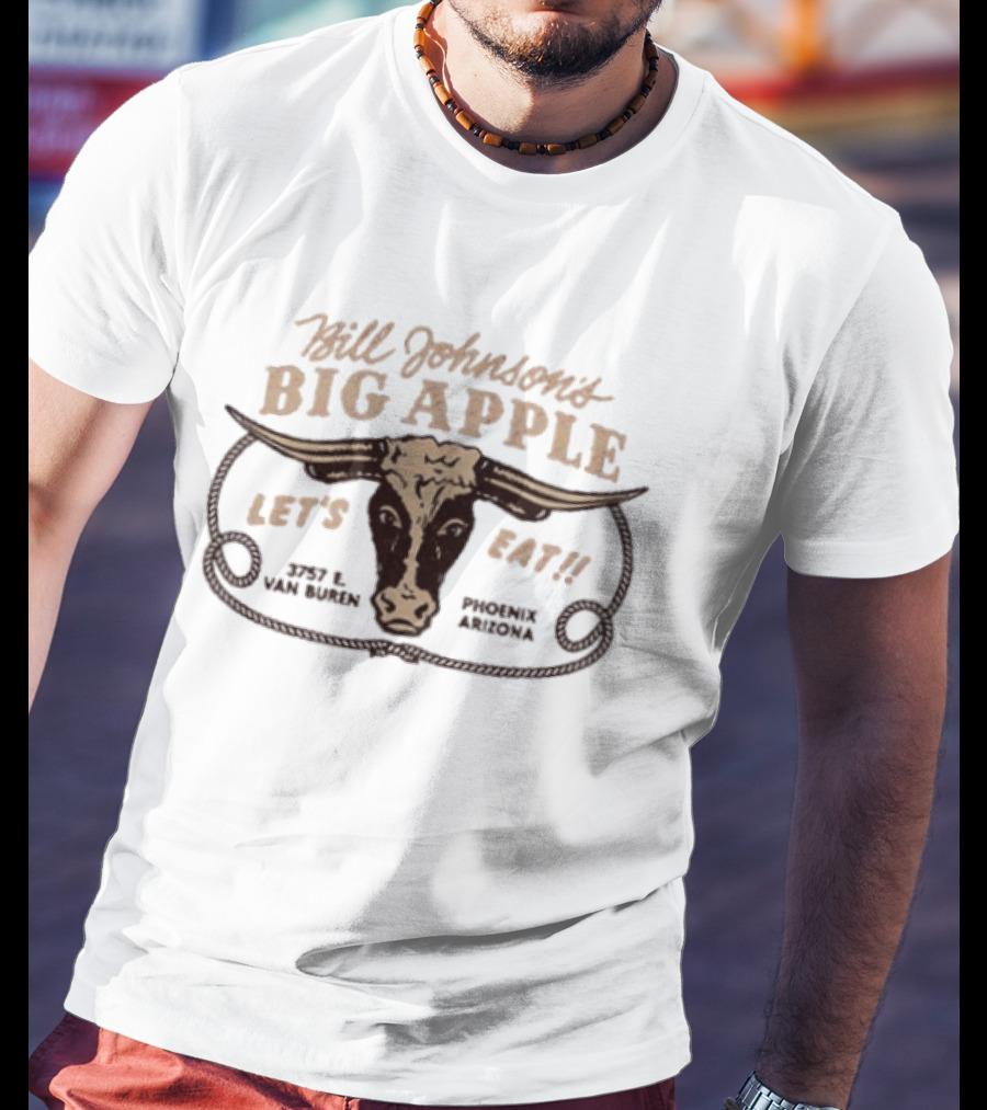 Bill Johnson's Big Apple Let's Eat Phoenix Arizona Cow Head T-Shirt