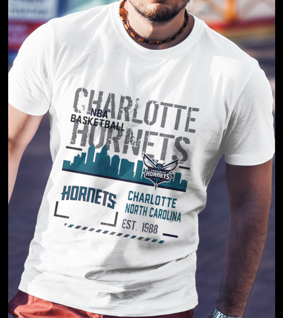 Charlotte Hornets NBA Basketball City Skyline Est 1988 North Carolina T-Shirt