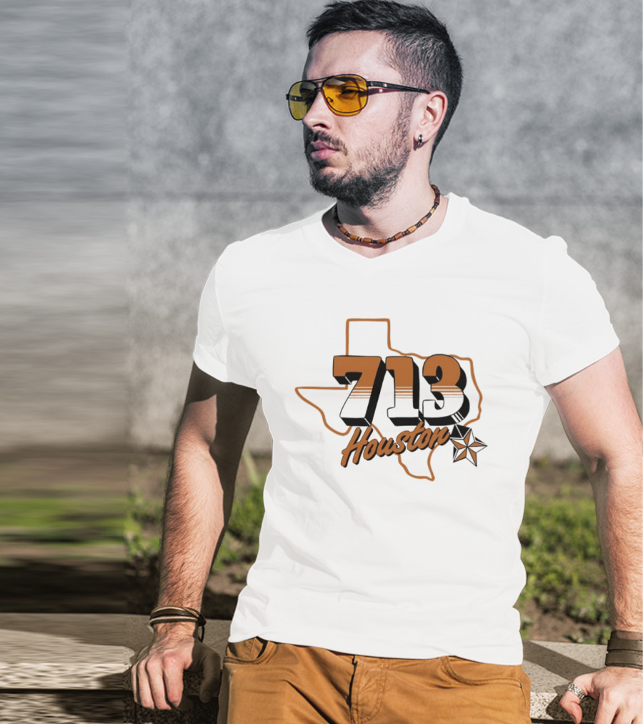 Houston 713 Texas Map Lone Star T-Shirt