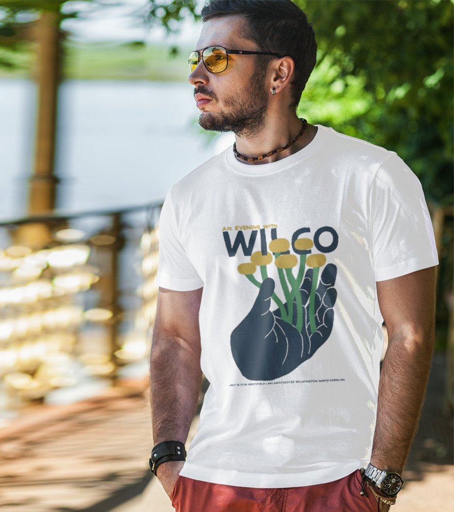 An Evening With Wilco Greenfield Lake Amphitheater 7 13 26 Wilmington NC Hand Flowers T-Shirt