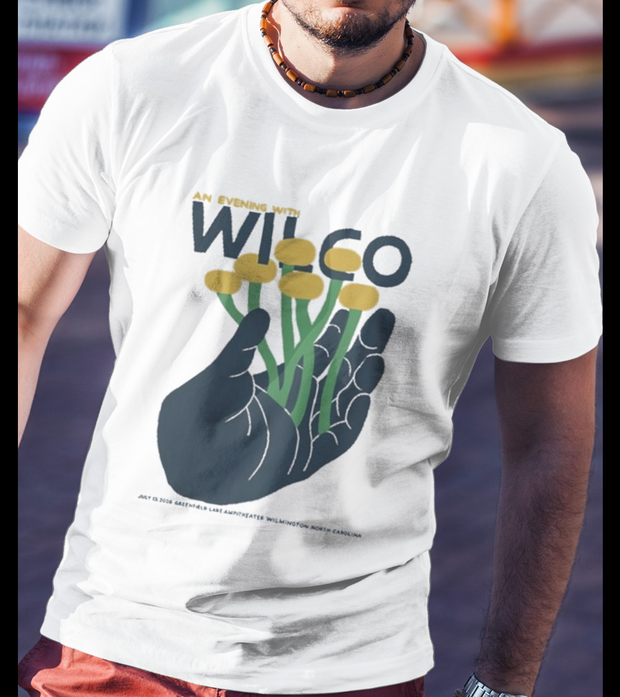 An Evening With Wilco Greenfield Lake Amphitheater 7 13 26 Wilmington NC Hand Flowers T-Shirt
