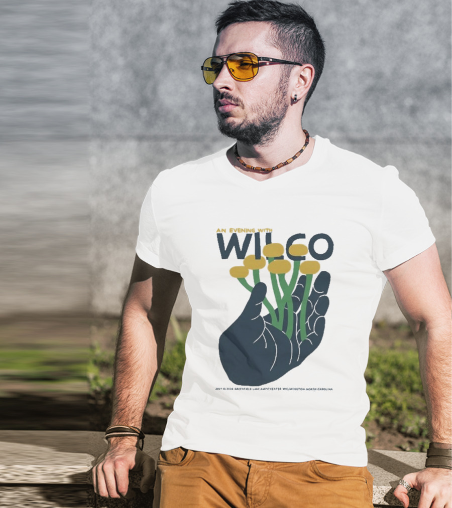 An Evening With Wilco Greenfield Lake Amphitheater 7 13 26 Wilmington NC Hand Flowers T-Shirt