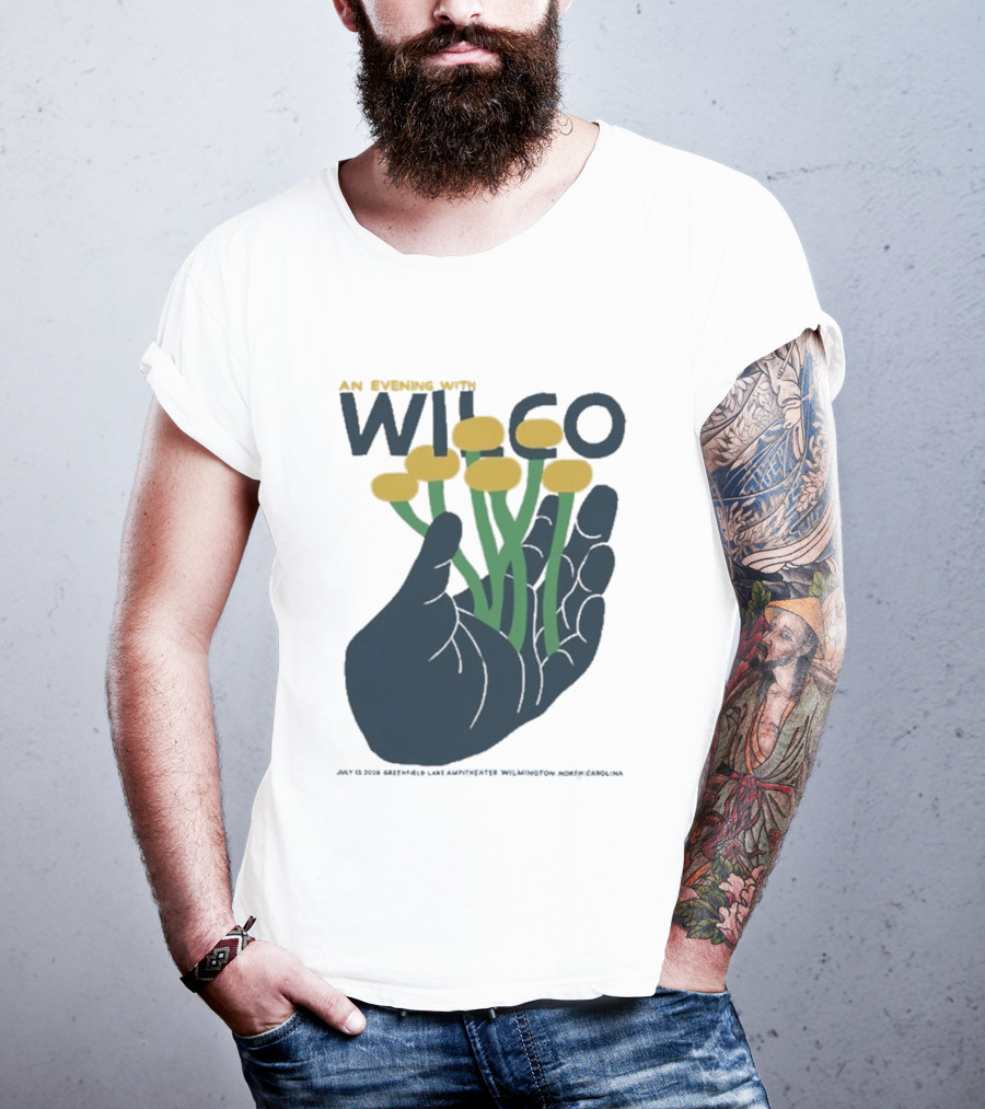 An Evening With Wilco Greenfield Lake Amphitheater 7 13 26 Wilmington NC Hand Flowers T-Shirt