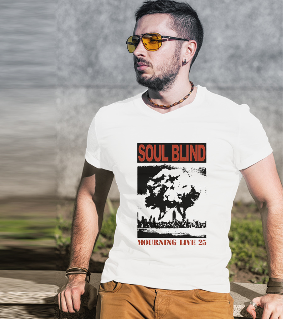 Soul Blind Mourning Live 25 Mushroom Cloud Explosion Over City Skyline T-Shirt