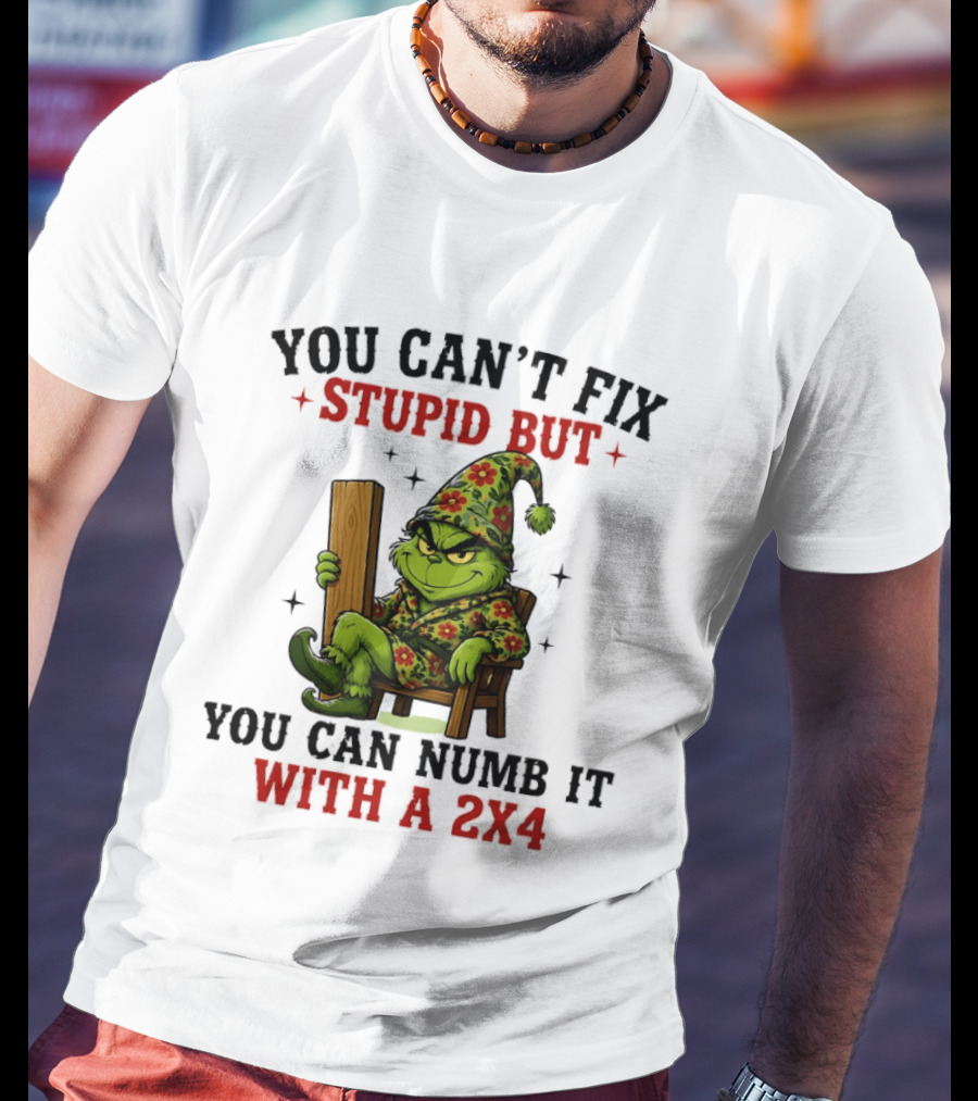 You Can't Fix Stupid Grinch Numb It With A 2x4 T-Shirt