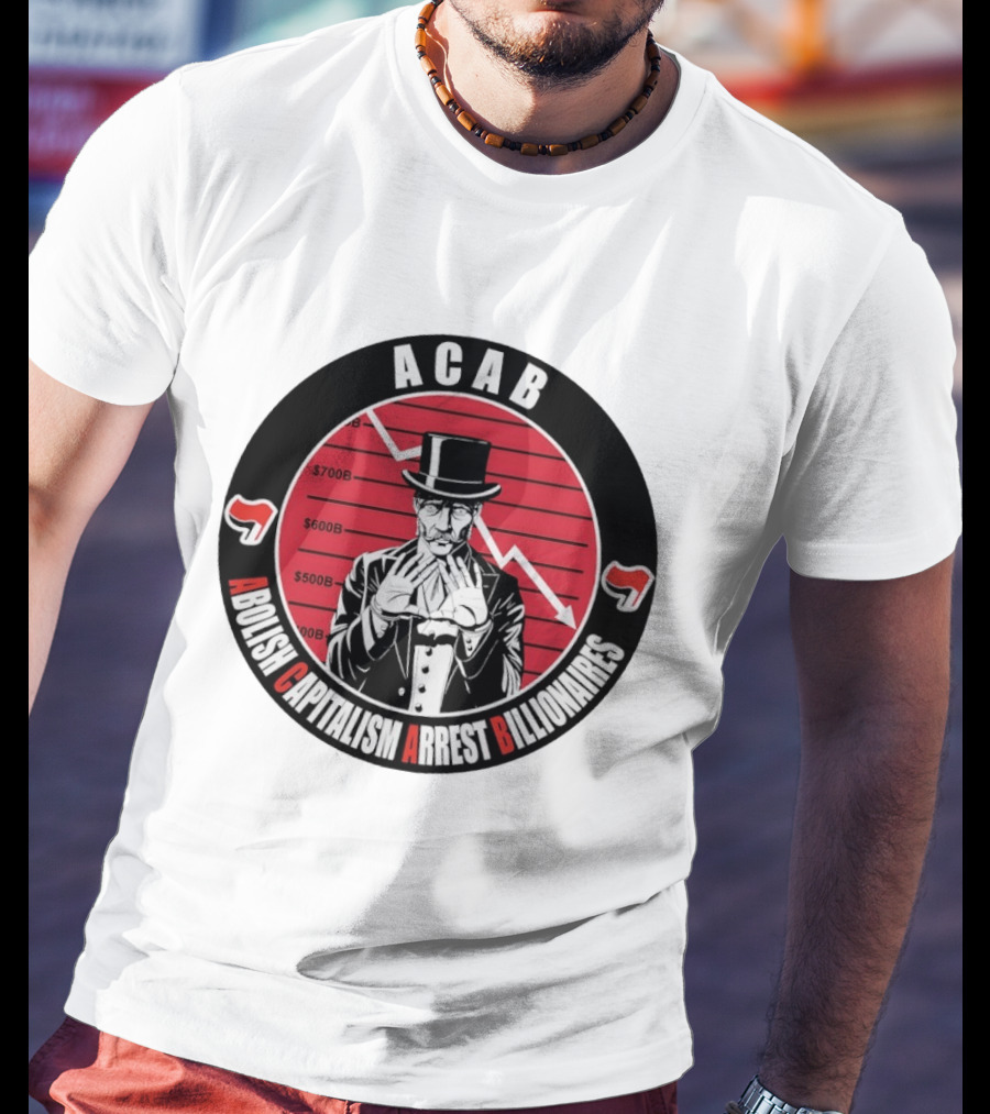 ACAB Abolish Capitalism Arrest Billionaires Monopoly Man Falling Stock Market T-Shirt