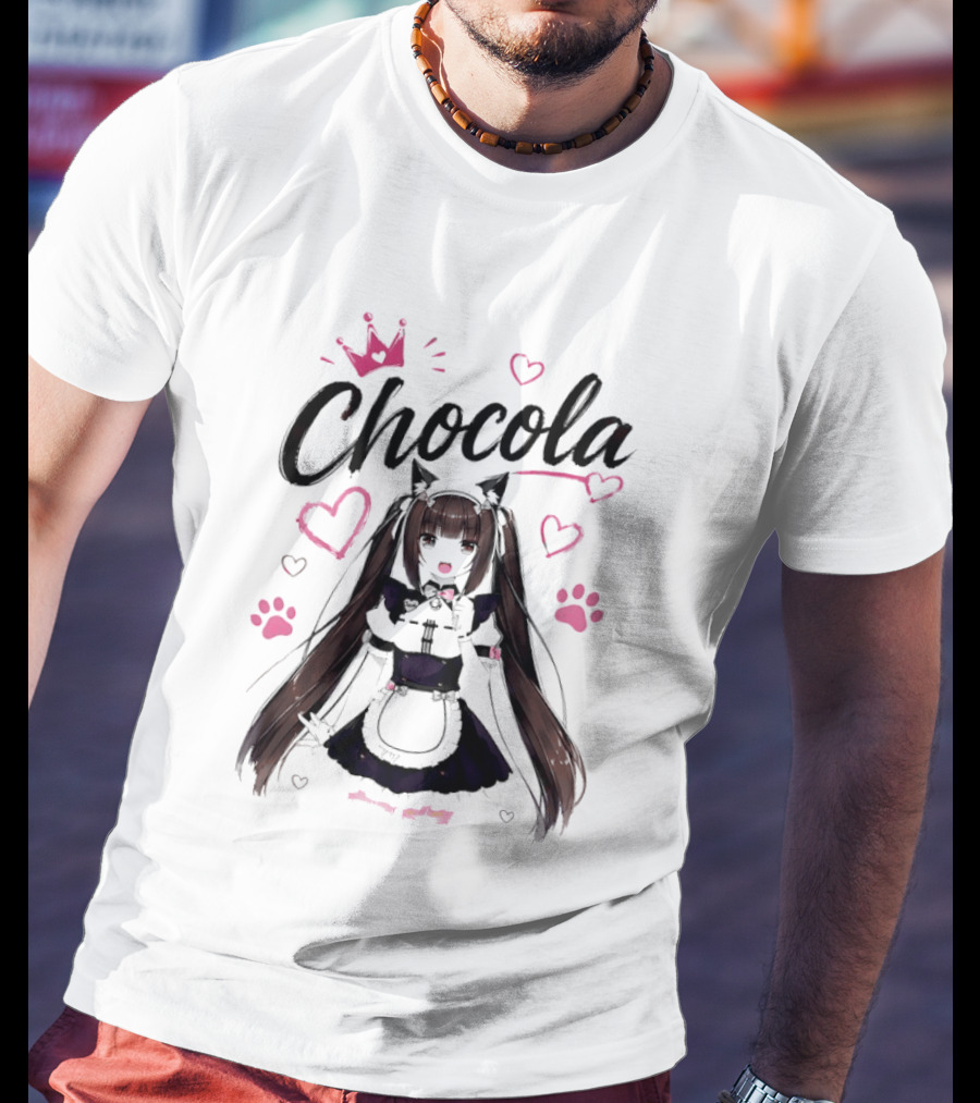 Chocola Nekopara Anime Maid Cat Ears Manga Cute Hearts T-Shirt