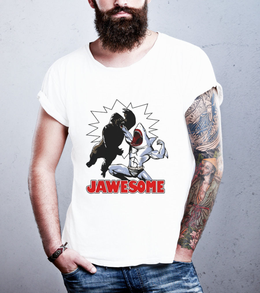 Jawesome Gorilla Vs Shark Battle Showdown T-Shirt