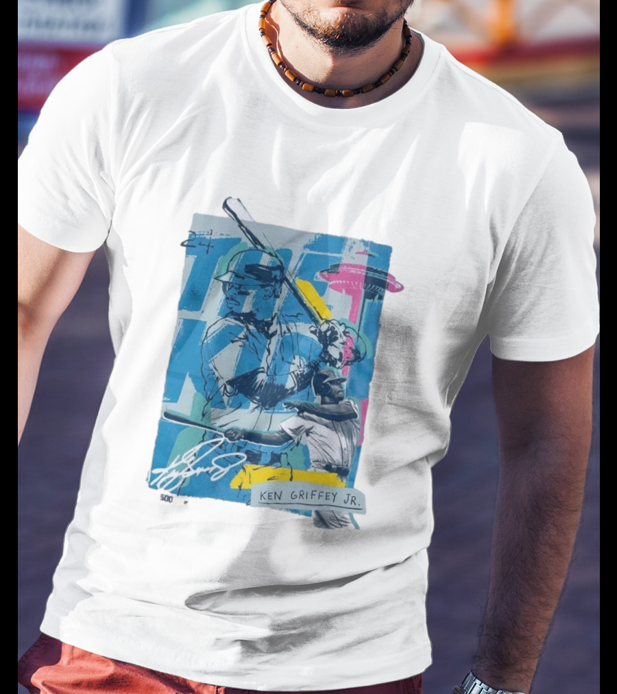 Ken Griffey Jr The Kid Baseball Legend Number 24 Seattle Skyline T-Shirt