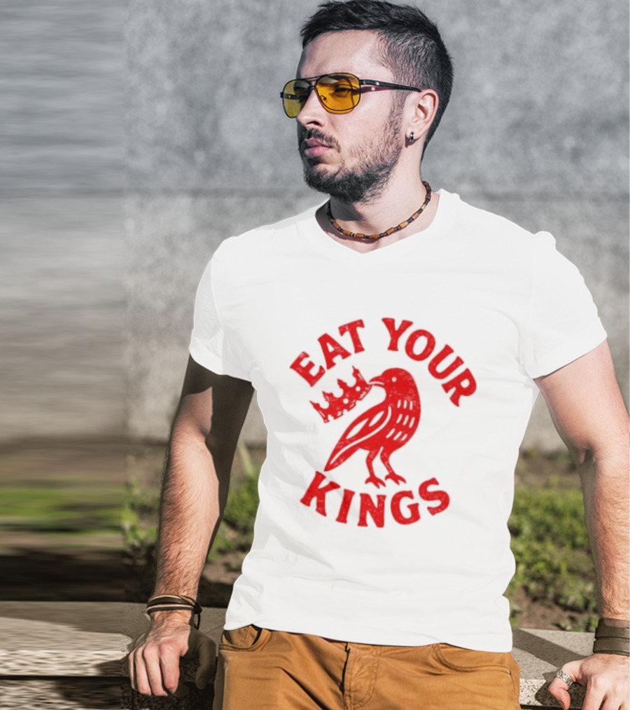 Eat Your Kings Raven With Crown Gothic Crow T-Shirt