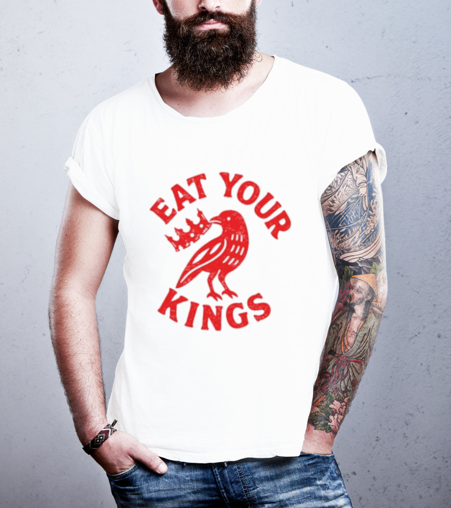 Eat Your Kings Raven With Crown Gothic Crow T-Shirt