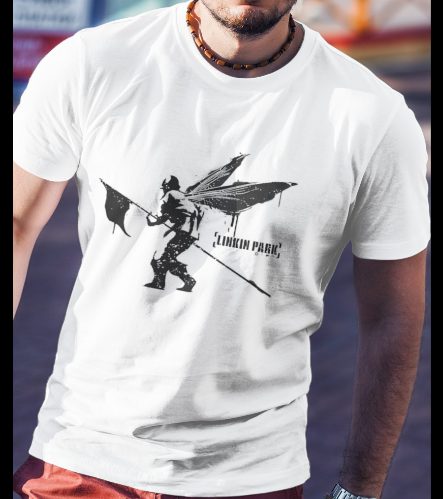 Linkin Park Hybrid Theory Soldier Dragonfly Wings Holding Flag T-Shirt