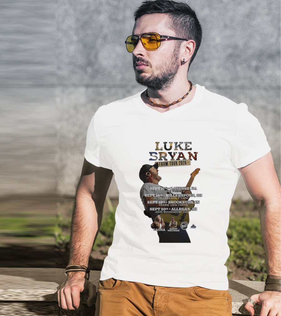Luke Bryan Farm Tour 2026 Latrobe Millersport Brookston Allegan Dasha Kenny Whitmire T-Shirt
