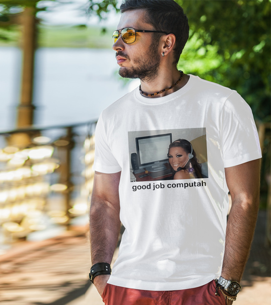 Good Job Computah Meme Headset Woman Internet Culture T-Shirt