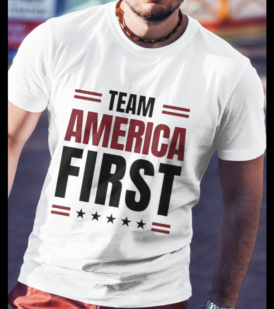 Team America First Patriotic USA Stars Stripes T-Shirt