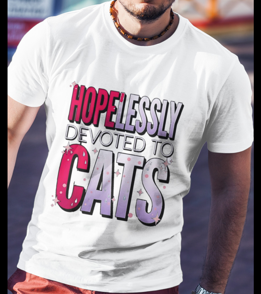 Hopelessly Devoted To Cats Glitter Sparkle T-Shirt