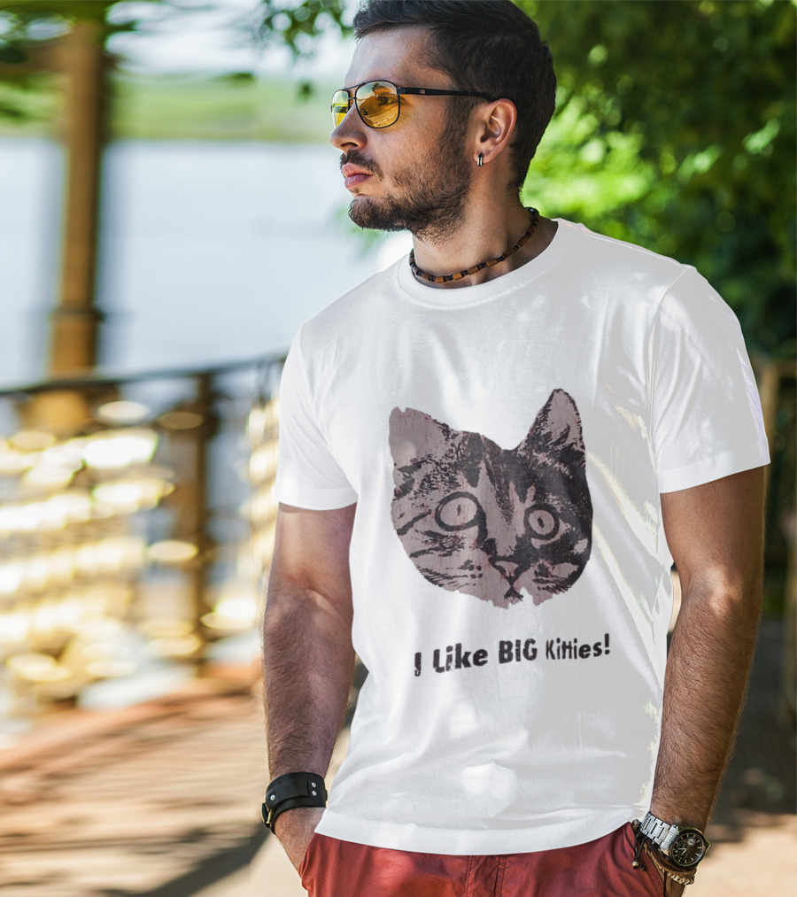 I Like Big Kitties Cat Lover Feline Enthusiast Funny Display T-Shirt
