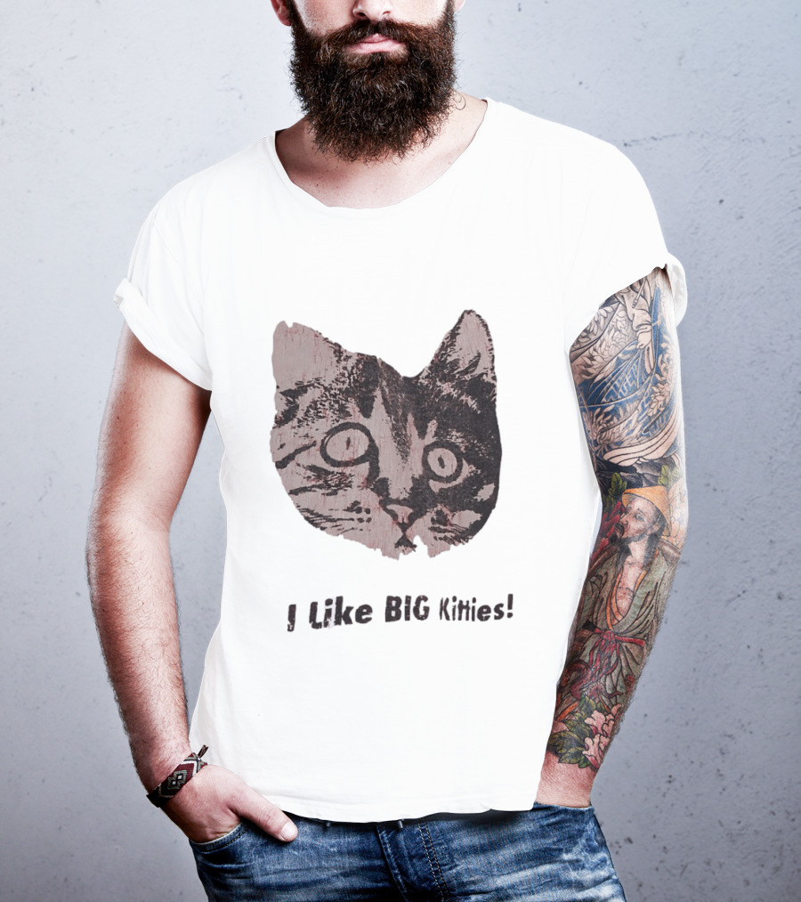 I Like Big Kitties Cat Lover Feline Enthusiast Funny Display T-Shirt