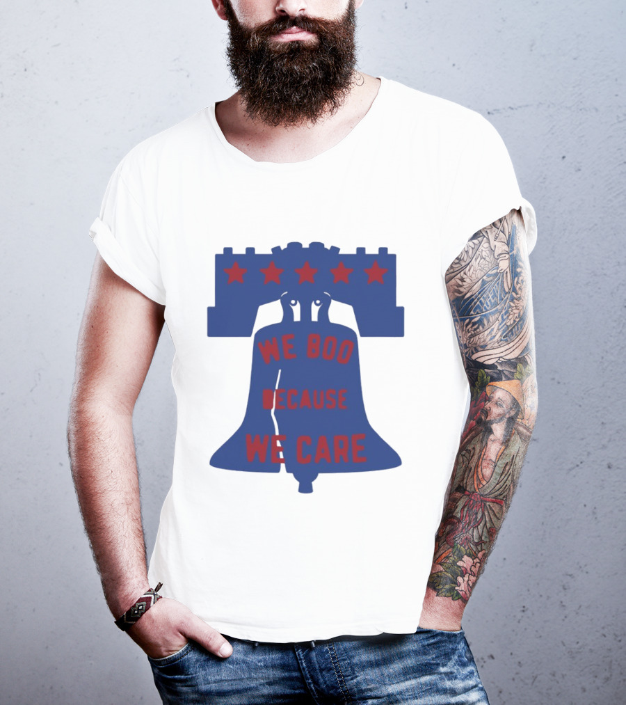 Phillies Liberty Bell We Boo Because We Care Stars Red Blue T-Shirt