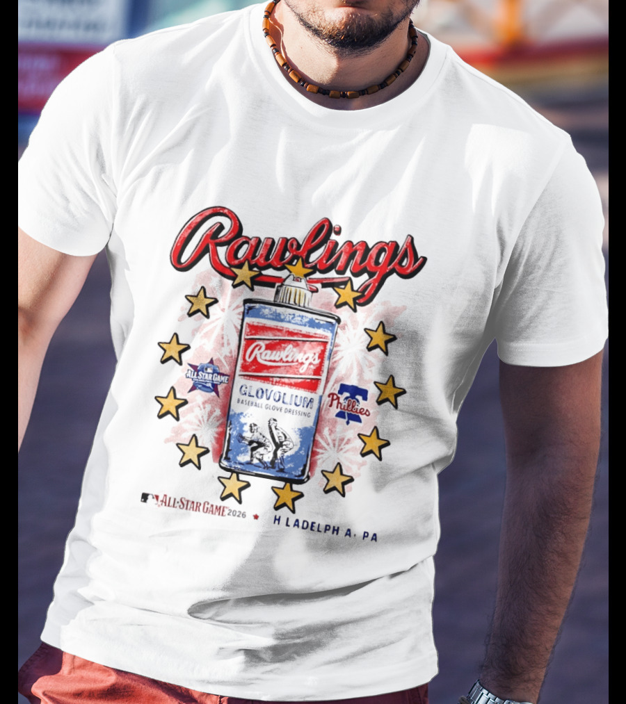 Rawlings Glovolium Baseball Glove Dressing 2026 MLB All Star Game Philadelphia PA Phillies T-Shirt