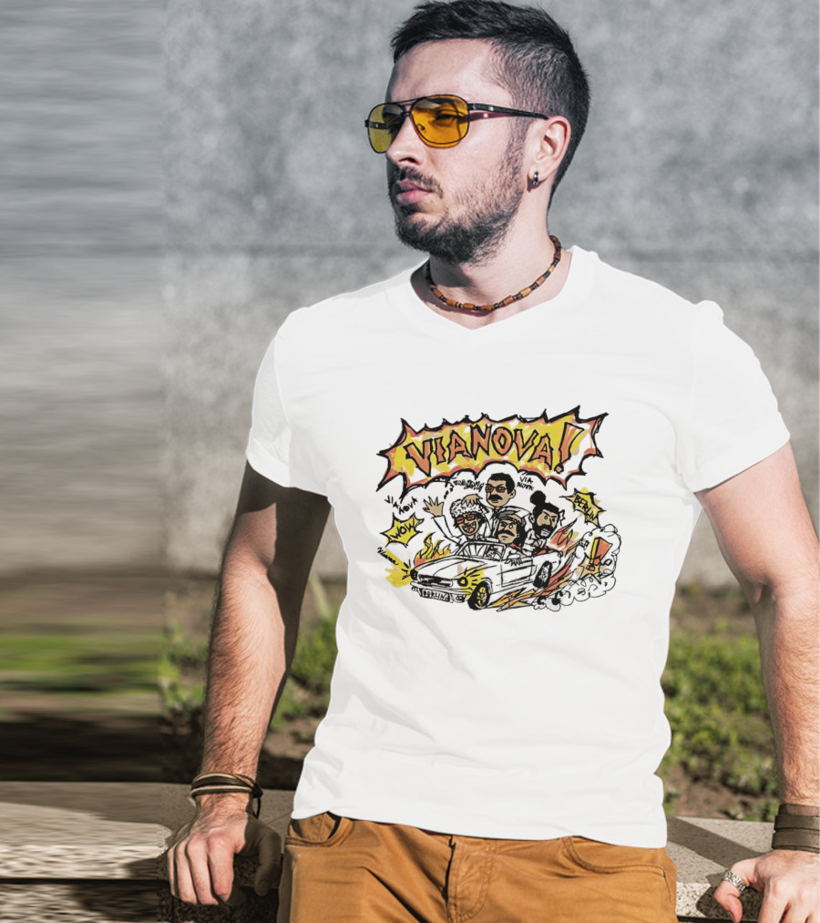 Vianova Cartoon Car Chase Group Friends Comic Wow Berlin T-Shirt