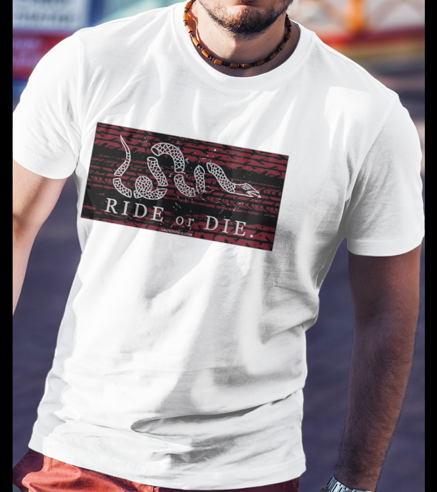 Ride Or Die Coiled Snake Tire Tread Grunt T-Shirt
