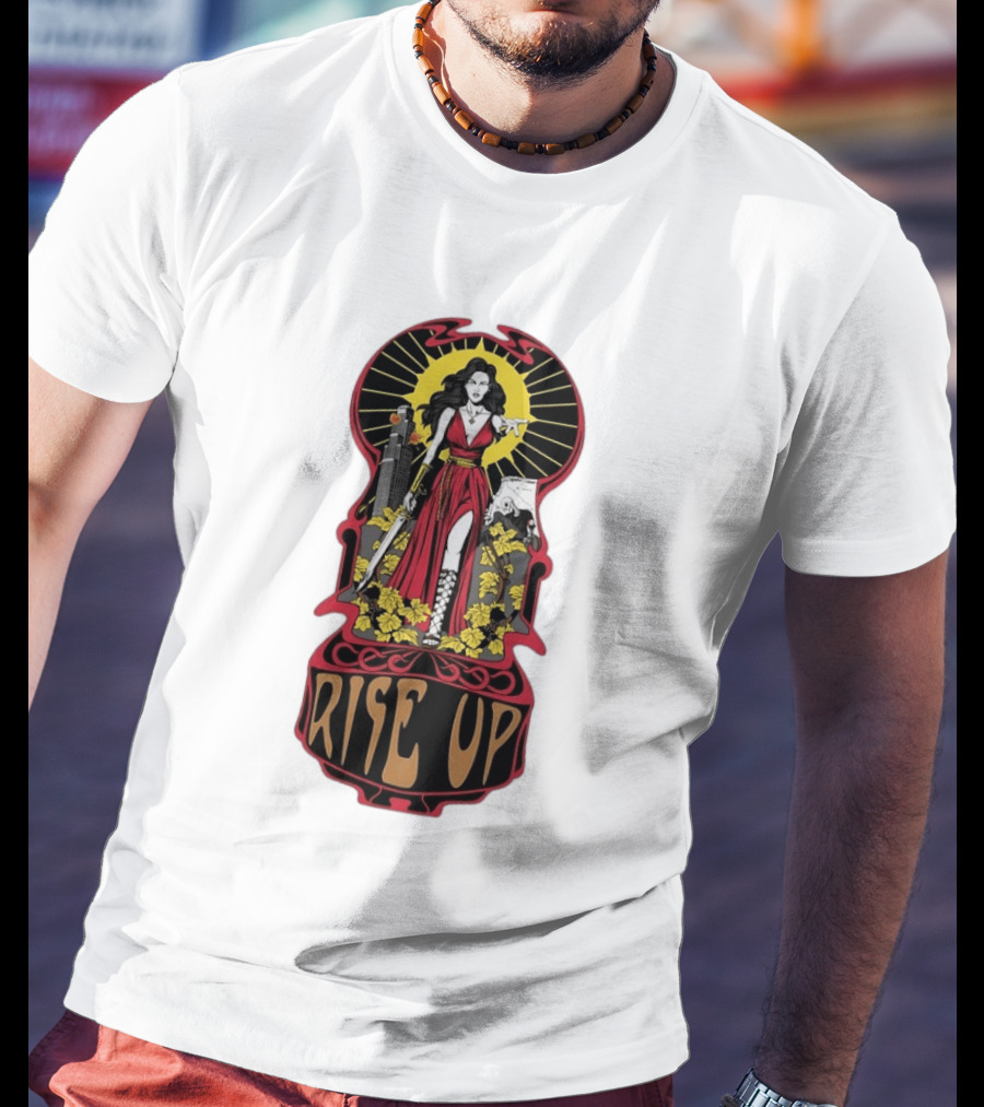 Rise Up Empowerment Resistance Activism Art Deco Warrior Woman T-Shirt