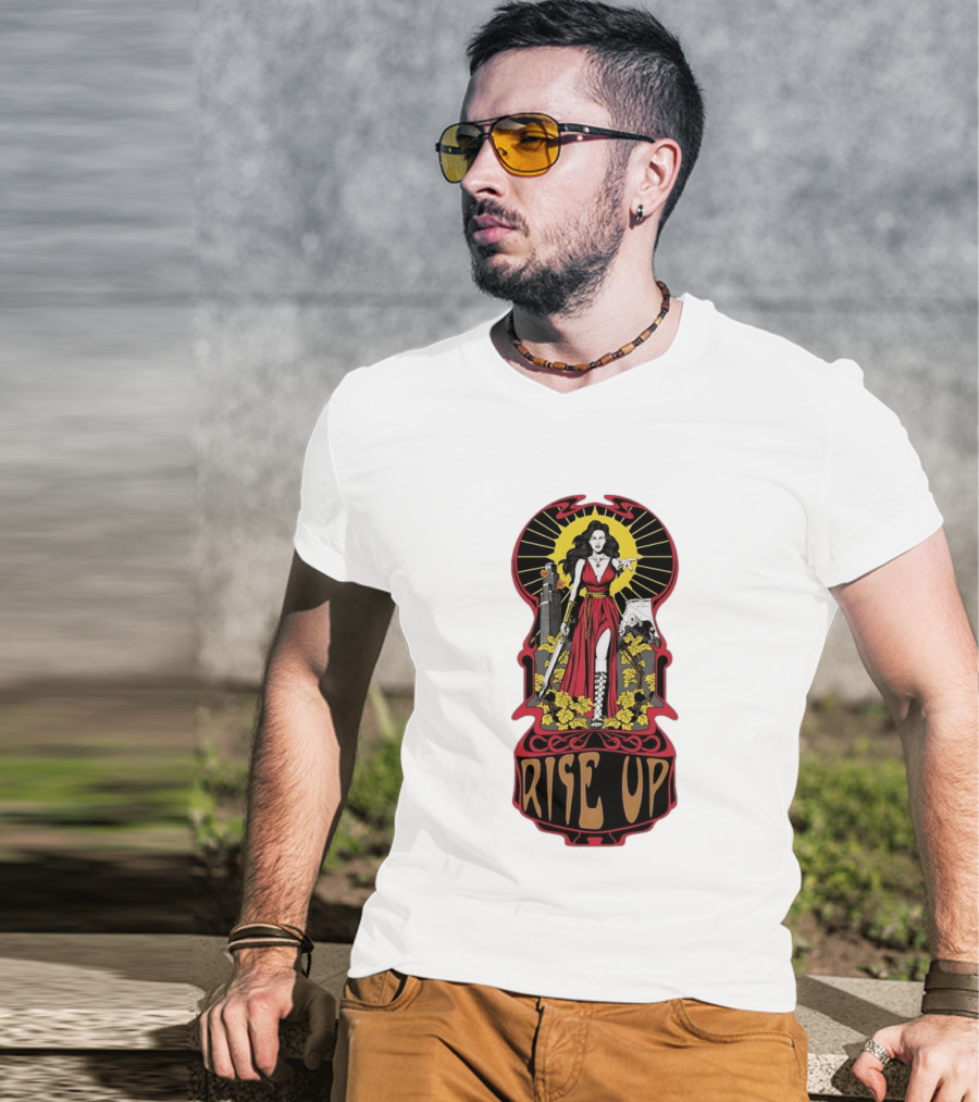Rise Up Empowerment Resistance Activism Art Deco Warrior Woman T-Shirt