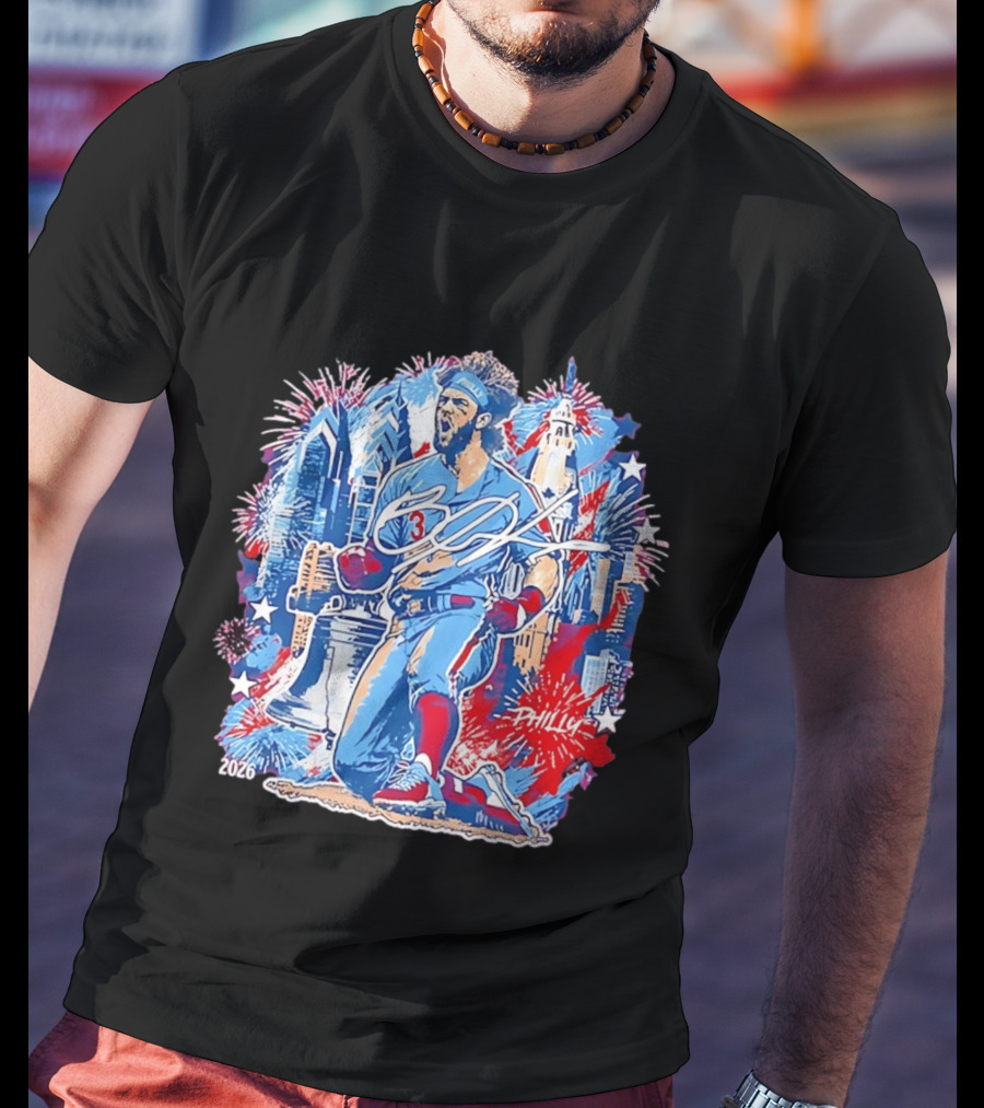 Bryce Harper Philly 2026 Liberty Bell Fireworks Celebration T-Shirt