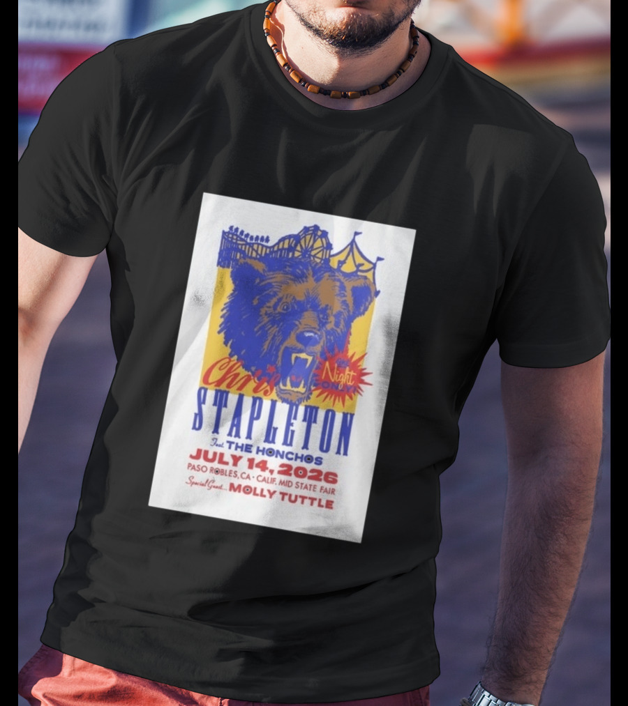 Chris Stapleton Live Concert Paso Robles CA July 14 2026 Featuring The Honchos Special Guest Molly Tuttle T-Shirt