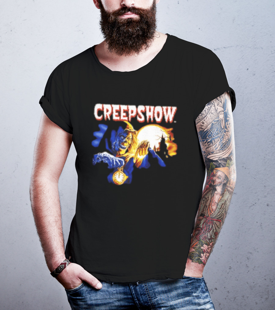 Creepshow Skeleton Holding Pocket With Horror Movie T-Shirt
