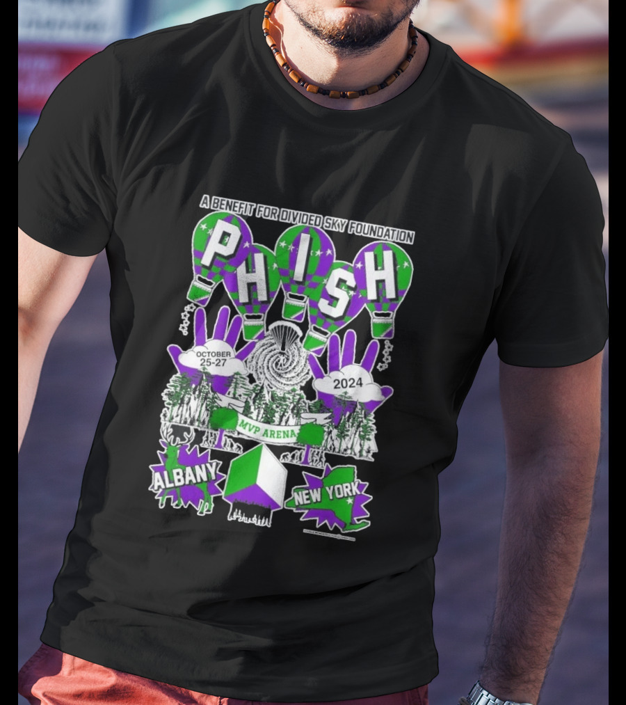 Phish MVP Arena Albany New York October 25 27 2024 Divided Sky Foundation Benefit T-Shirt