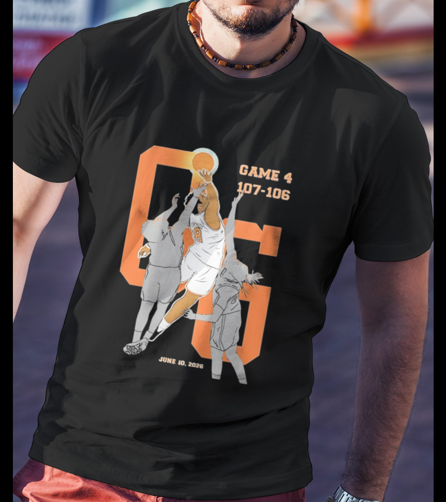 Game 4 107 106 June 10 2026 Basketball Player Dunk Action T-Shirt