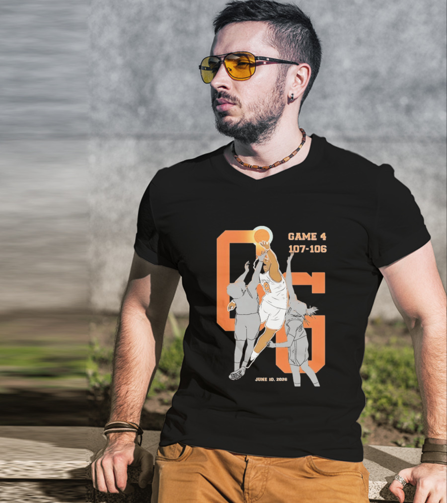 Game 4 107 106 June 10 2026 Basketball Player Dunk Action T-Shirt