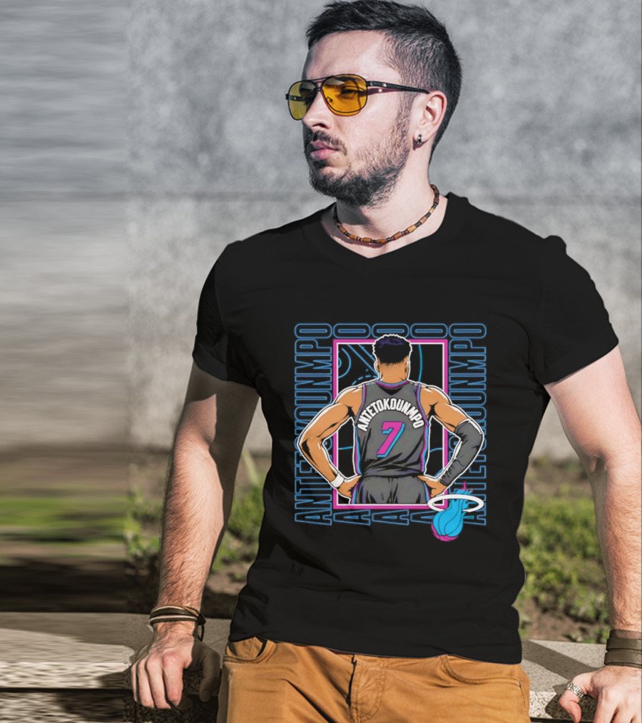 Antetokounmpo Miami Heat Vice Heat 7 Basketball T-Shirt