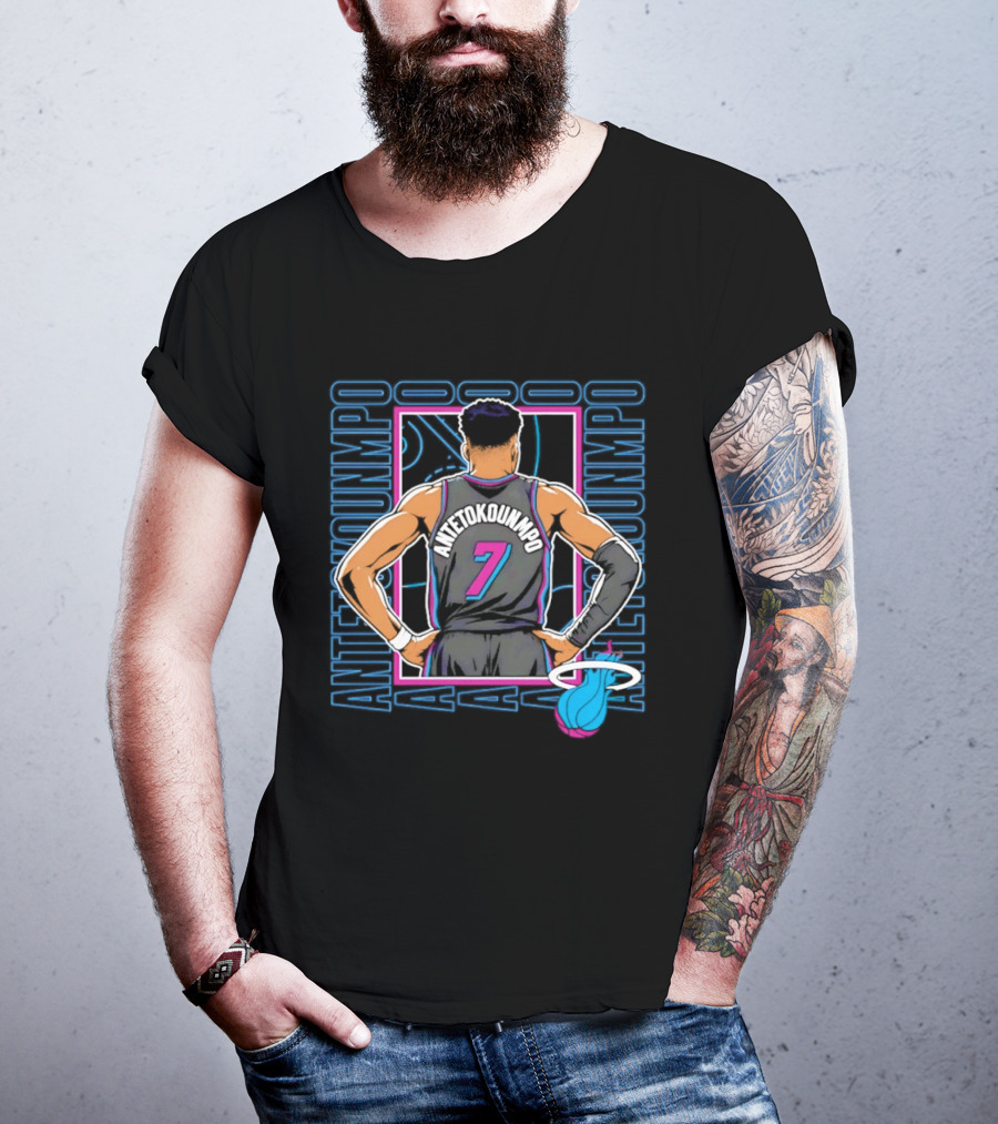 Antetokounmpo Miami Heat Vice Heat 7 Basketball T-Shirt