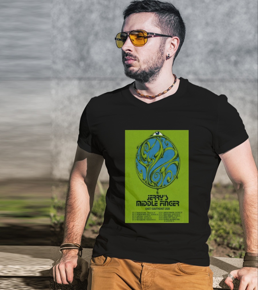 Jerry's Middle Finger East Southeast 2026 Tour Dates With Artistic Eye T-Shirt