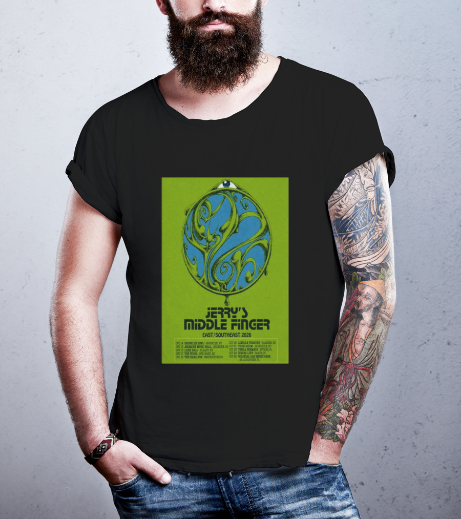 Jerry's Middle Finger East Southeast 2026 Tour Dates With Artistic Eye T-Shirt