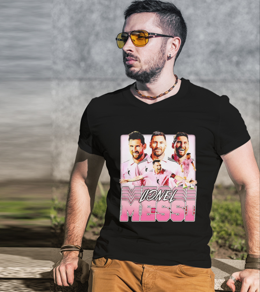 Lionel Messi Inter Miami Celebration Pink Jersey T-Shirt