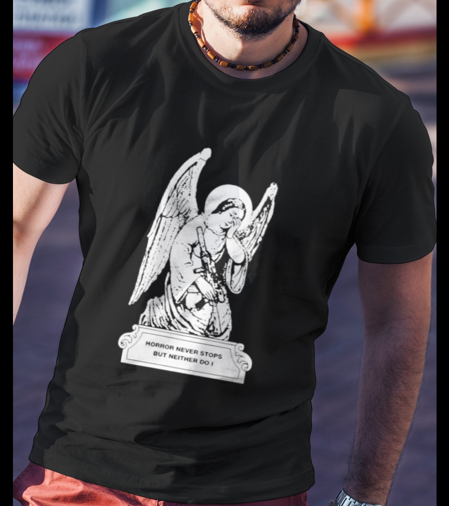 Horror Never Stops Angel With Rifle Resilience T-Shirt
